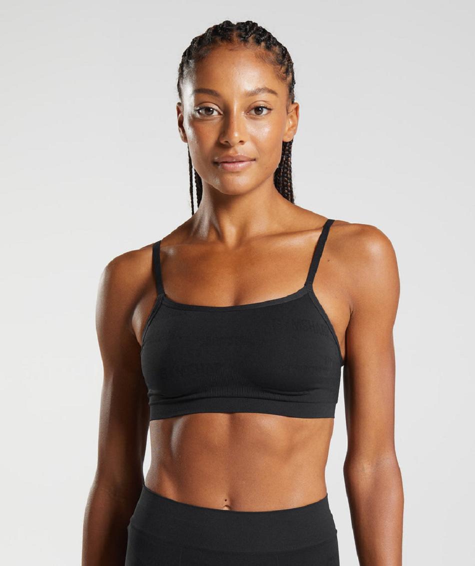 Bralette Damskie Gymshark Seamless Jacquard Czarne | PL 3132VRW